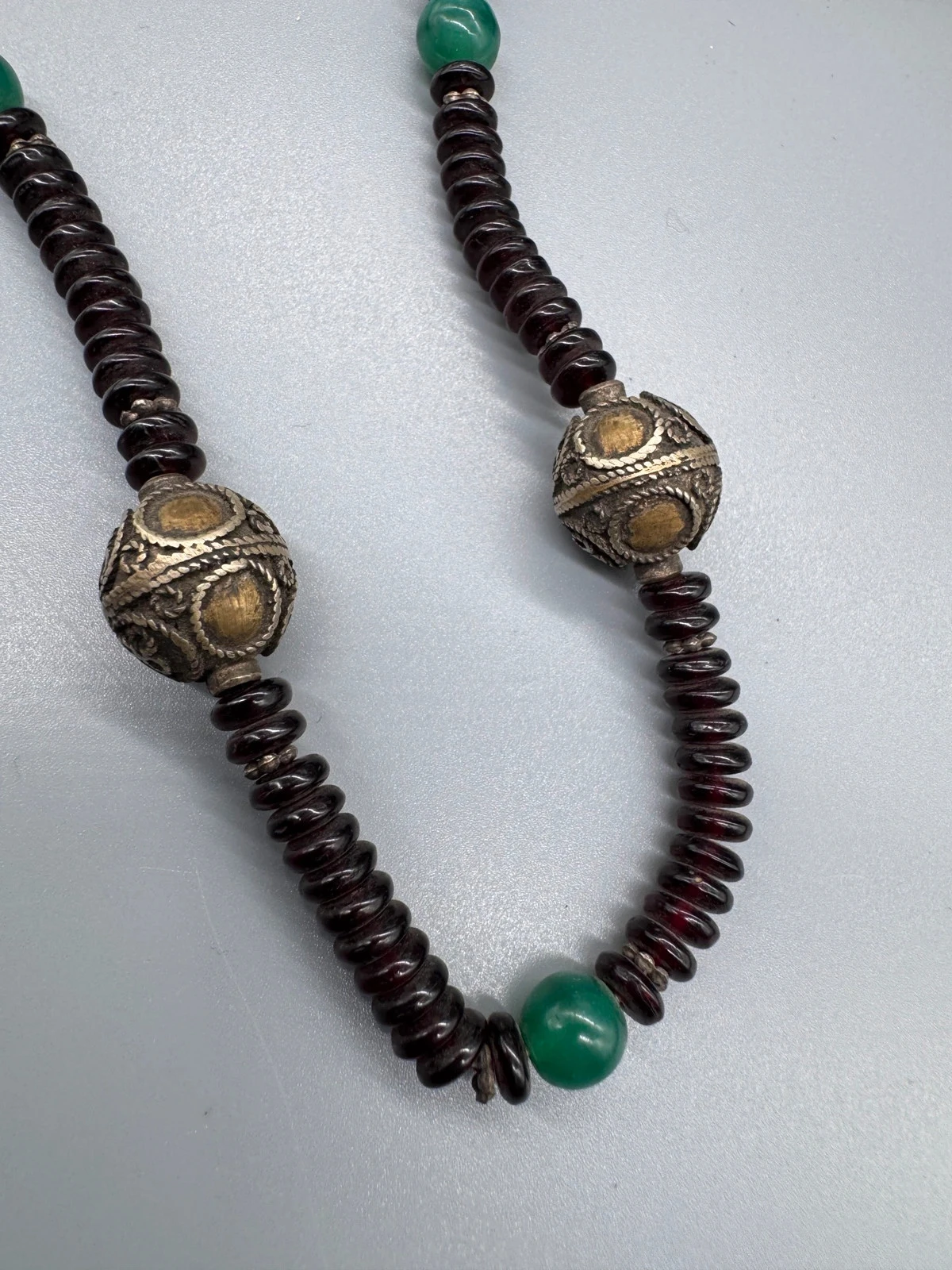 Collier en perles grenat almandi style ethnique grande perles Gillet (taille collier 55cm) – photo 2